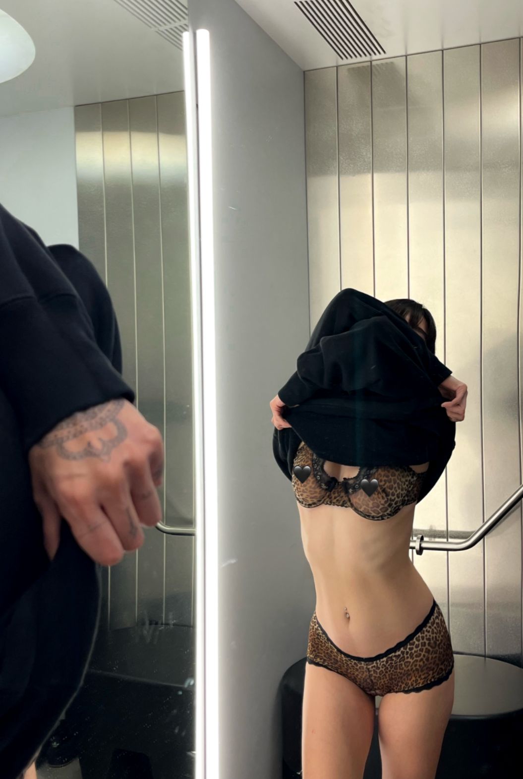 Classique leopard mesh con delicado encaje