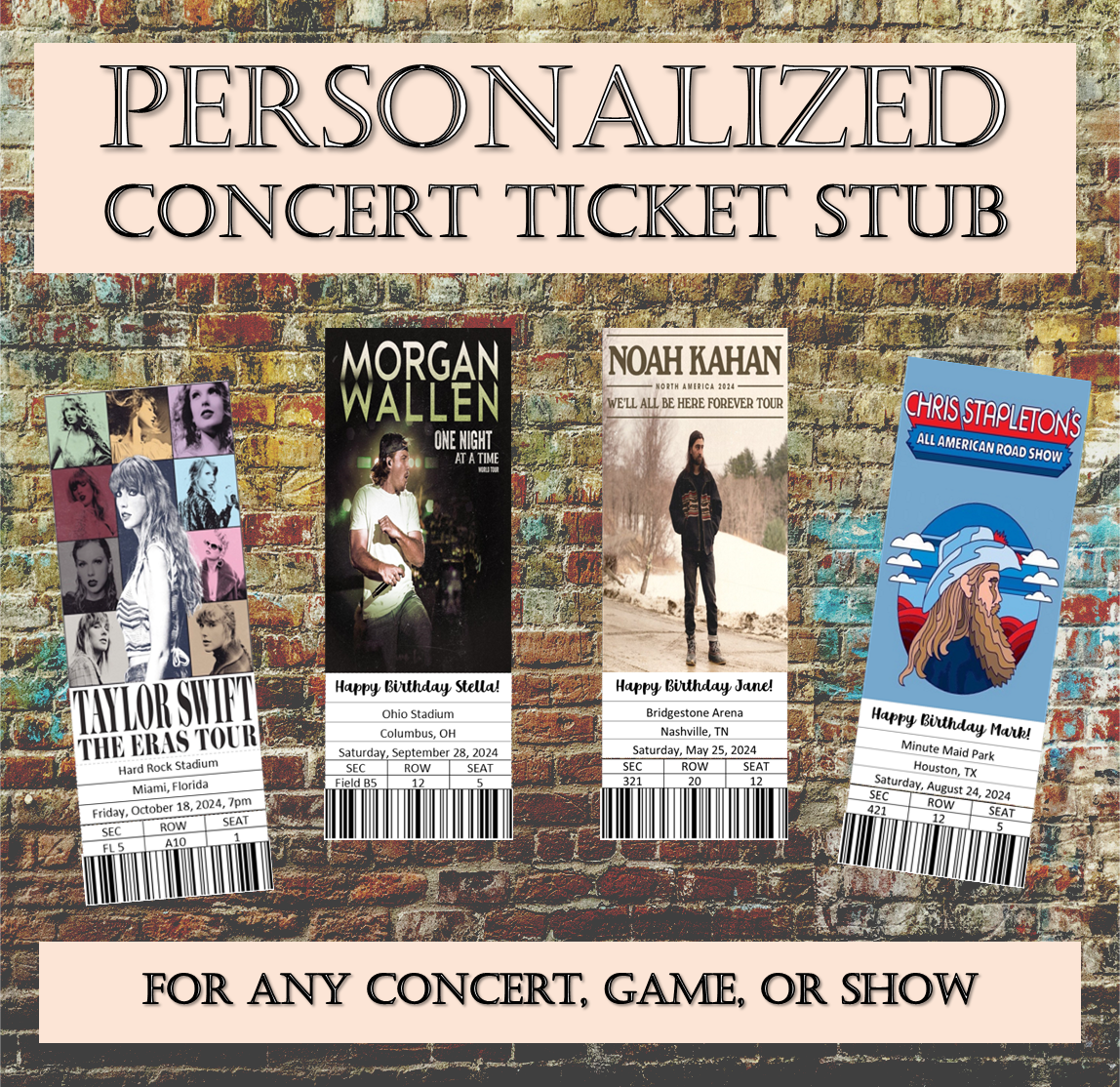 Souvenir Concert Ticket - Custom Made to Order - Physical Ticket - Ticket Stub - Ticketmaster - Concert Tour