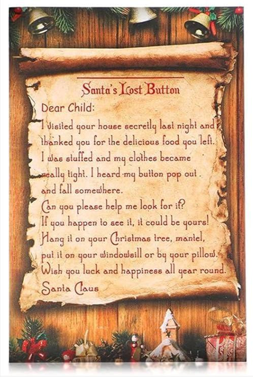 Santa's Lost Button Ornament with Keepsake Letter | Christmas Magic for Kids
