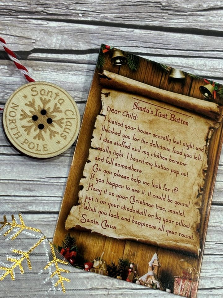 Santa's Lost Button Ornament with Keepsake Letter | Christmas Magic for Kids