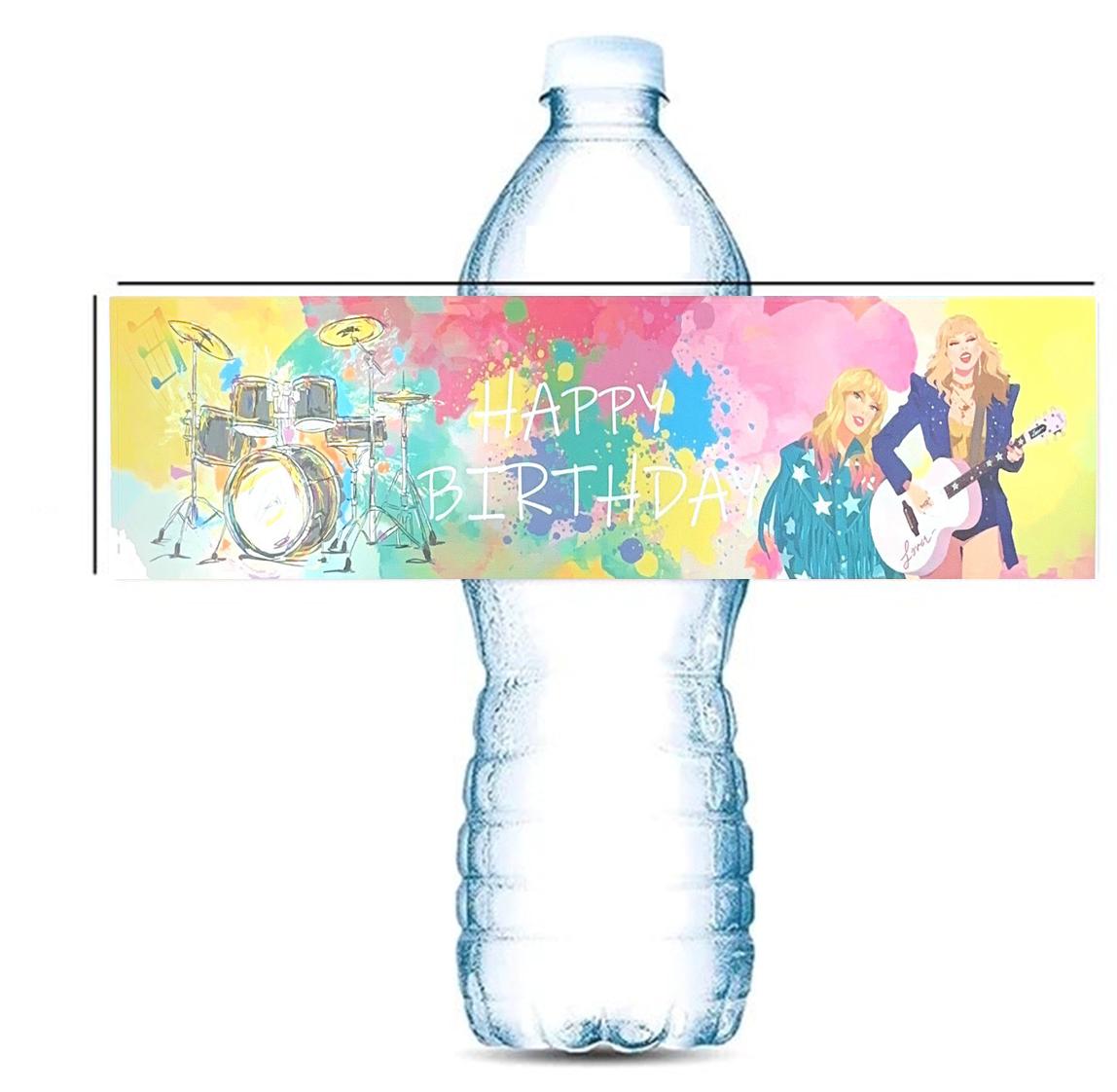 Water Bottle Labels for Music Lover Party - Water Bottle Wrapper - Party Favor - Physical Label