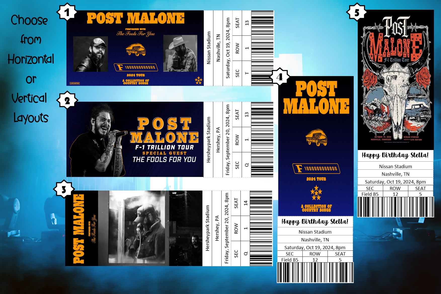 Custom Concert Ticket - Personalized Ticket Made to Order - Physical Ticket - Ticket Stub - Ticketmaster - Concert Tour