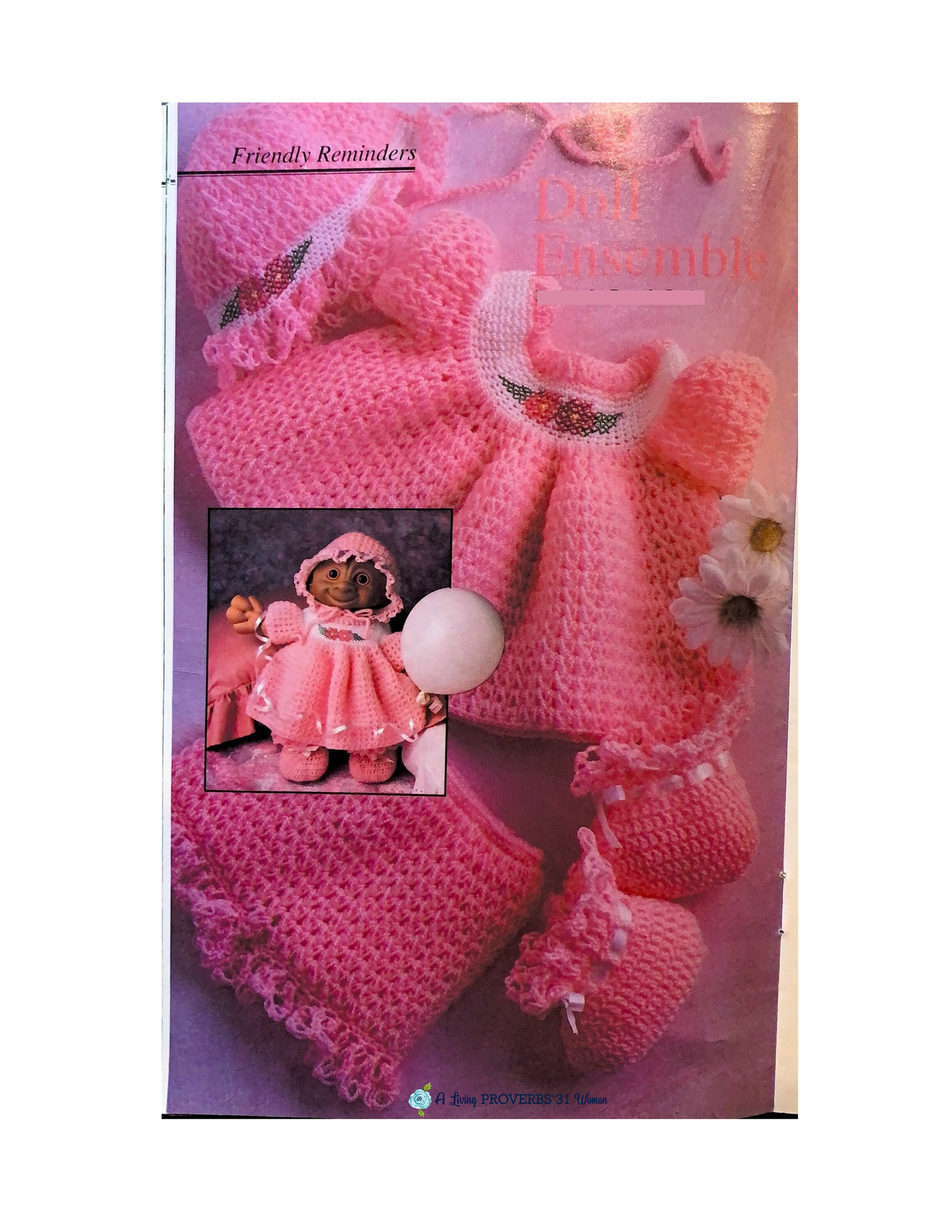 12 inch Doll Dress & Hat Vintage Crochet Pattern PDF Download