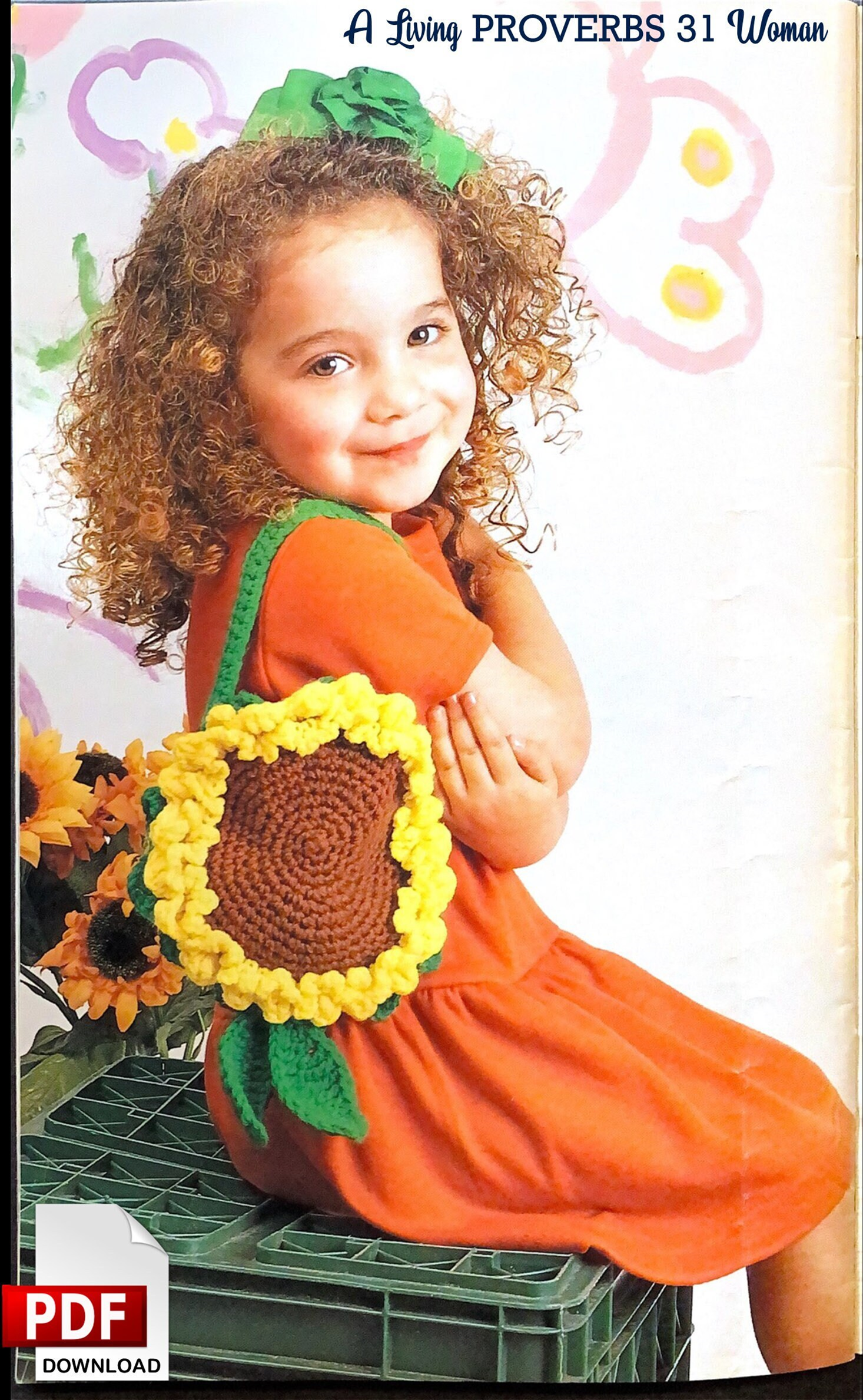 Girls Purse With Sunflower Vintage Crochet Pattern PDF Download
