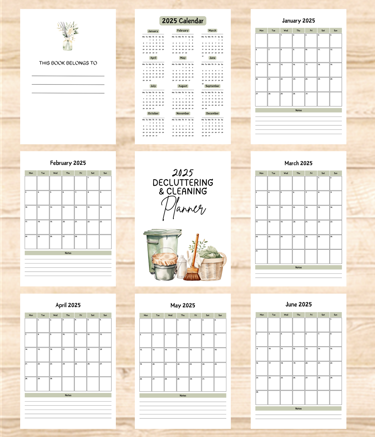 2025 Decluttering & Cleaning Planner | Digital Download | Minimalist Organization Tool | KonMari Method Cleaning Style