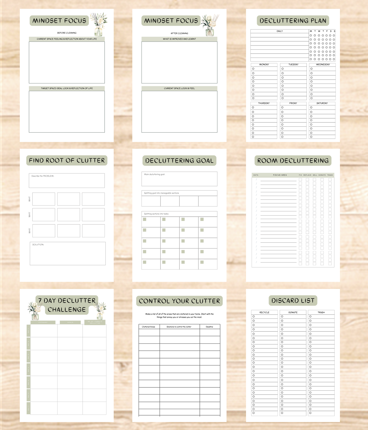 2025 Decluttering & Cleaning Planner | Digital Download | Minimalist Organization Tool | KonMari Method Cleaning Style