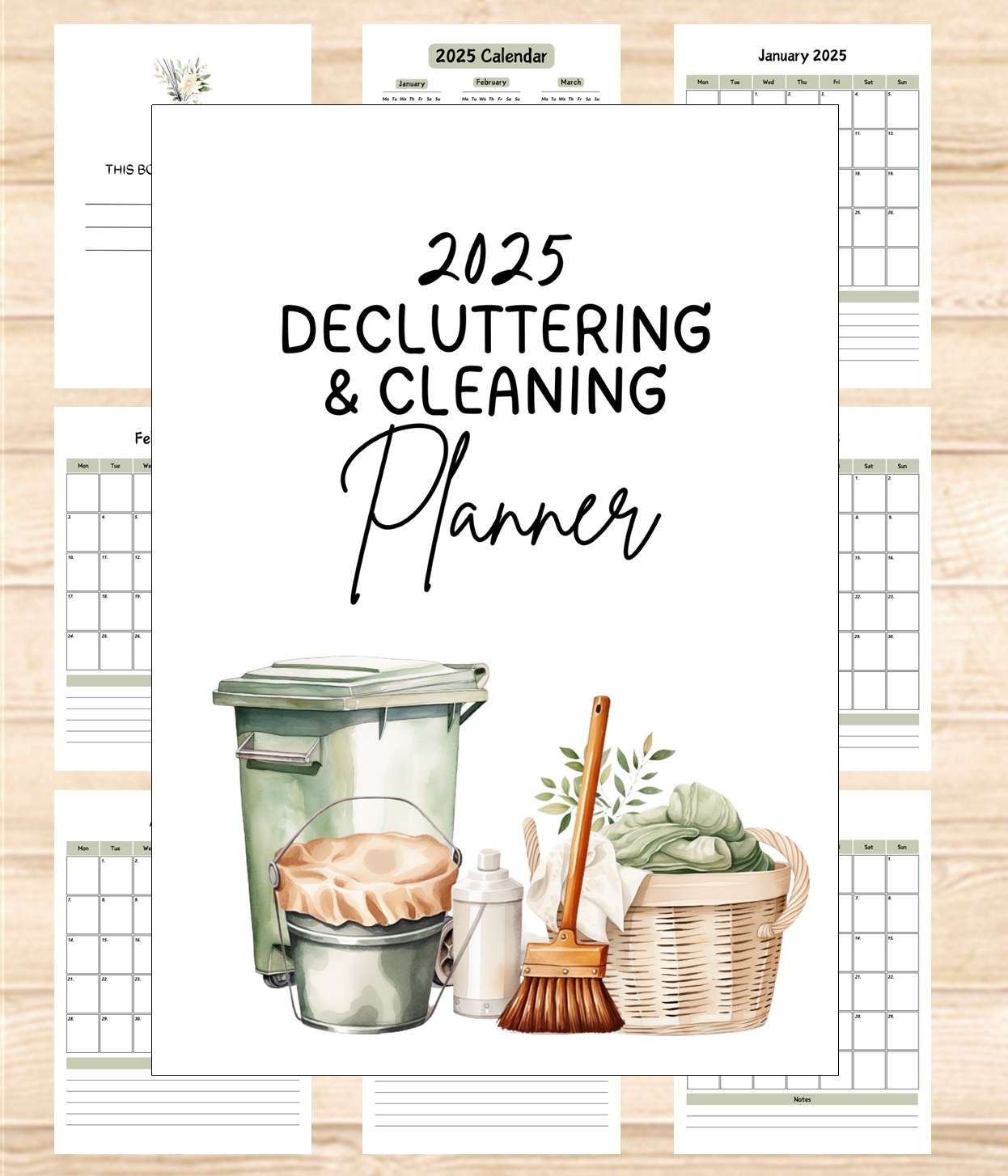 2025 Decluttering & Cleaning Planner | Digital Download | Minimalist Organization Tool | KonMari Method Cleaning Style