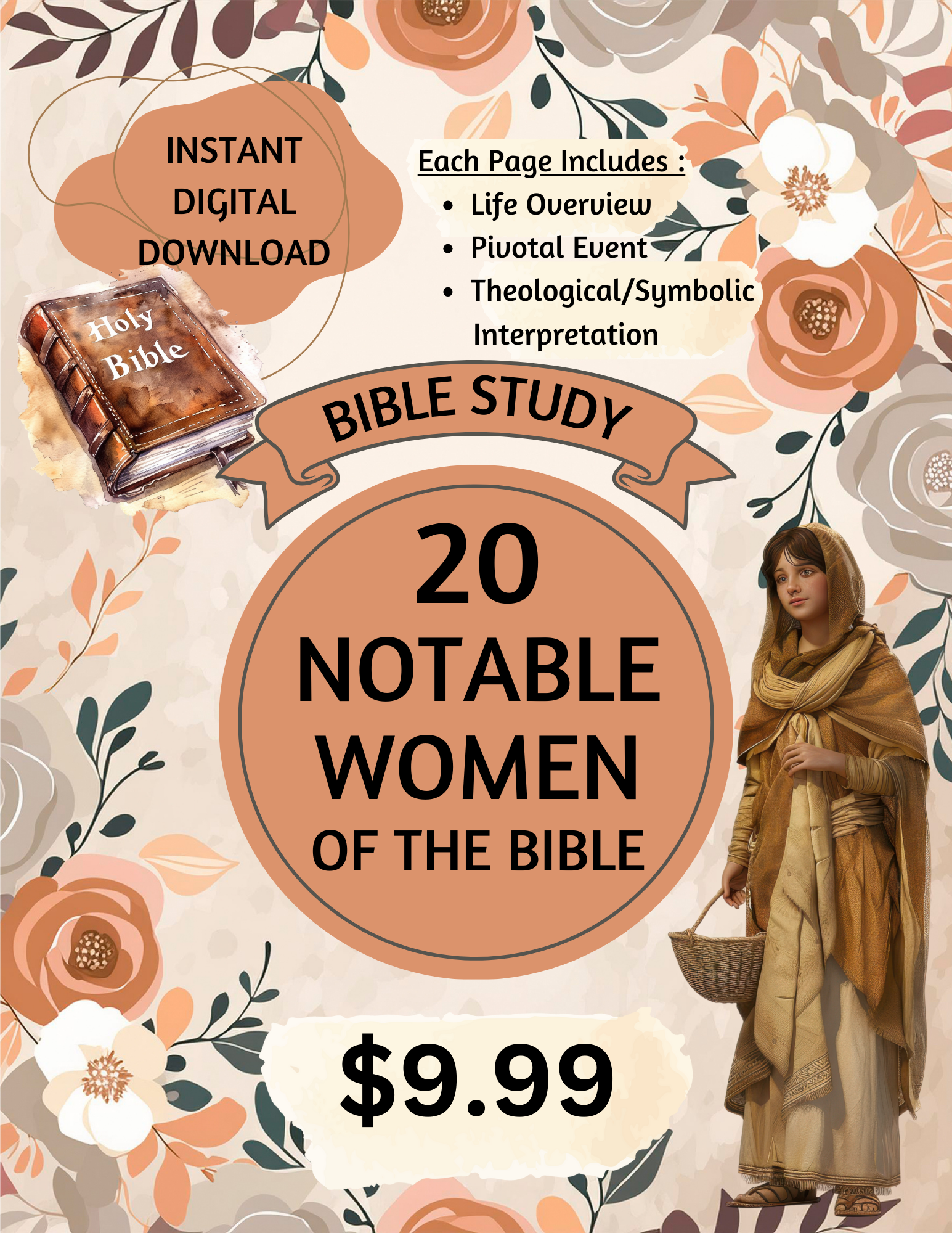 20 Notable Women of the Bible – Bible Character Study Guide (Digital Download)