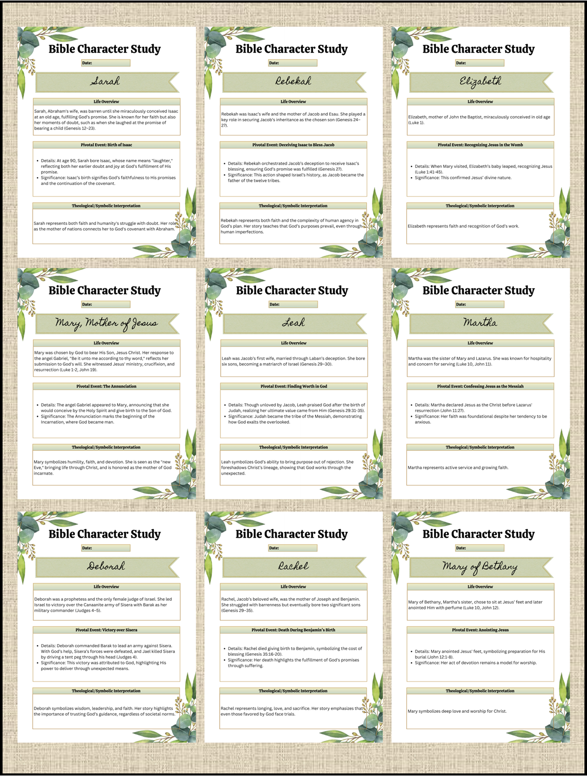20 Notable Women of the Bible – Bible Character Study Guide (Digital Download)