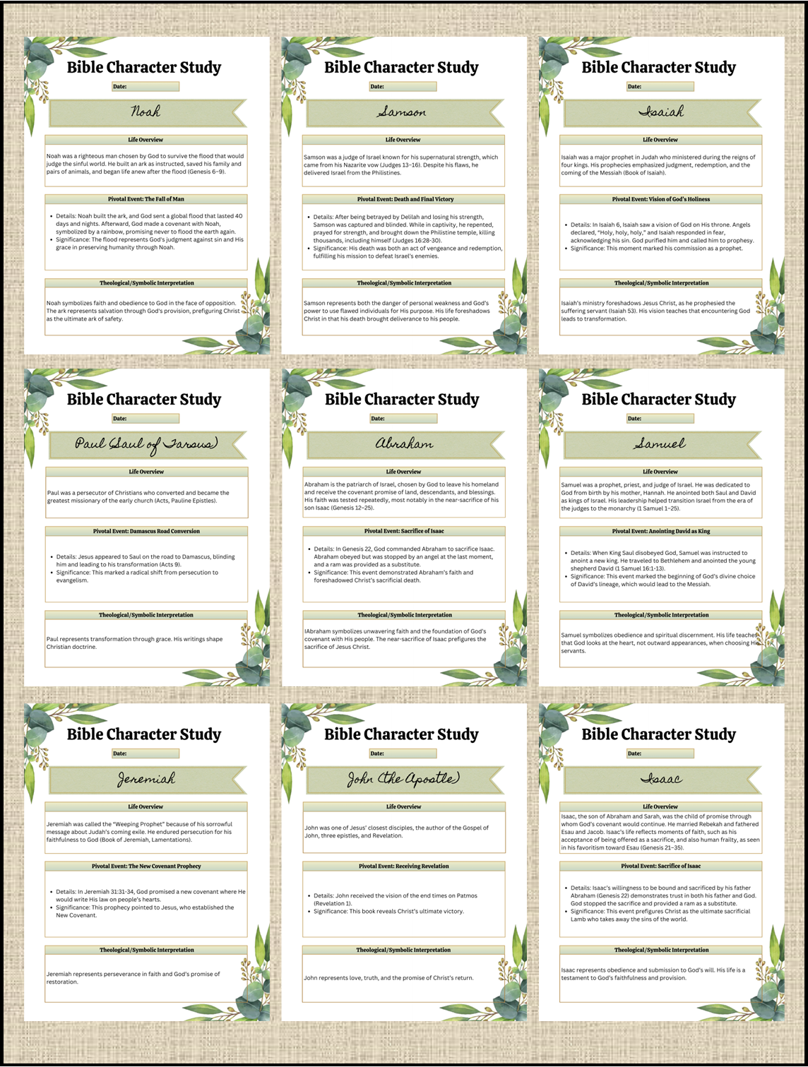 25 Notable Men of the Bible – Bible Character Study Guide (Digital Download)