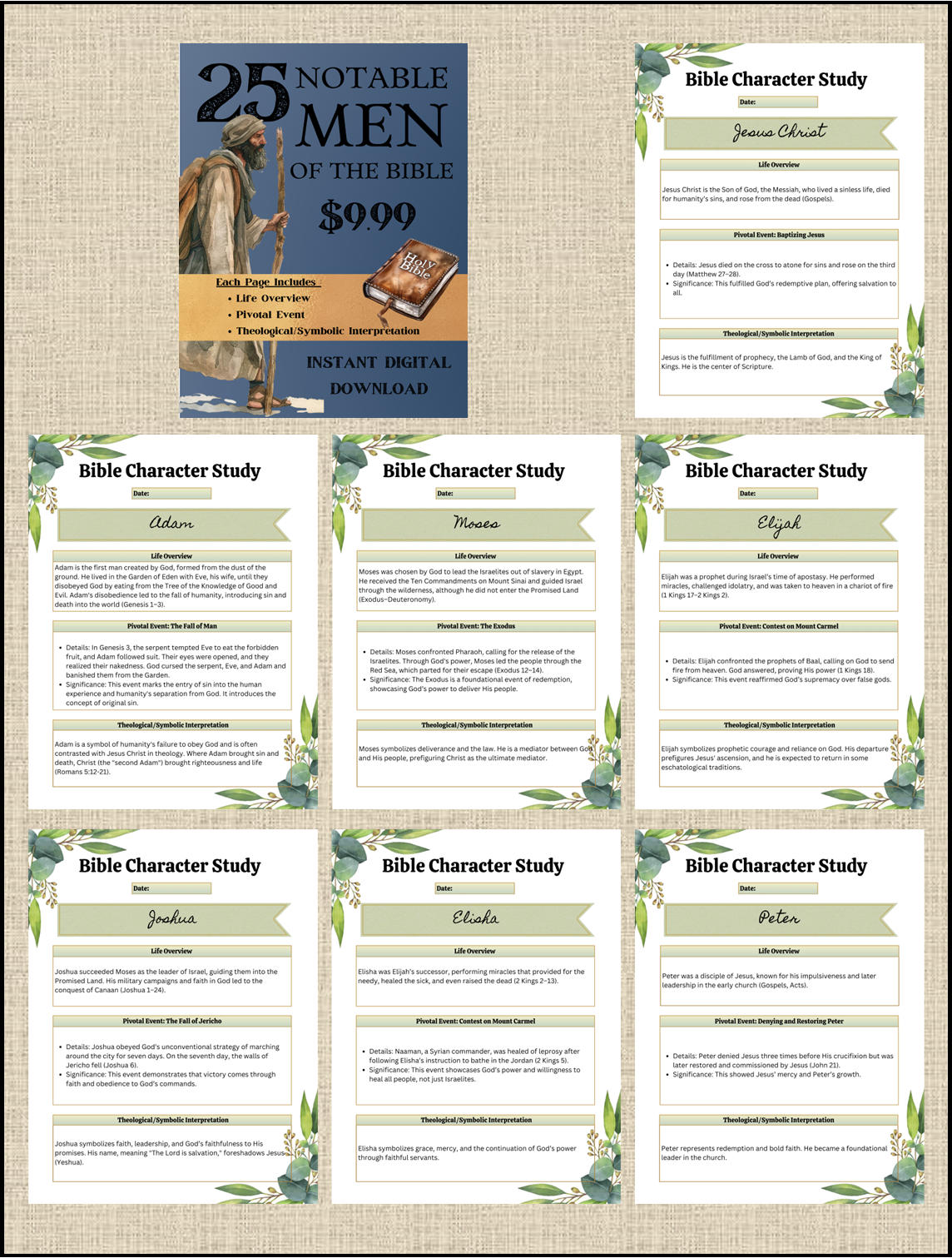 25 Notable Men of the Bible – Bible Character Study Guide (Digital Download)