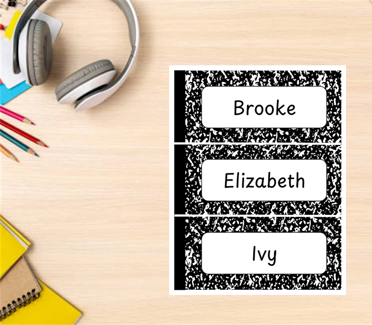 Composition Name Tag Desk Plate - Student Desk Plate - Printable Desk Name Tag - Editable Name Plate - Composition Notebook Classroom Decor