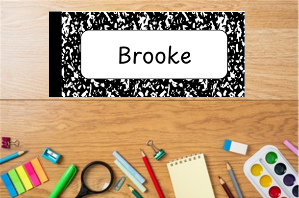 Composition Name Tag Desk Plate - Student Desk Plate - Printable Desk Name Tag - Editable Name Plate - Composition Notebook Classroom Decor