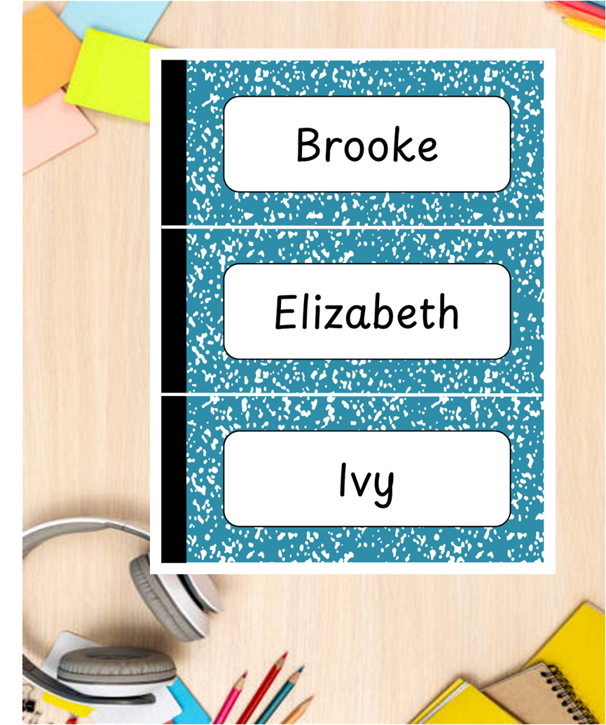 Composition Name Tag Desk Plate - Student Desk Plate - Printable Desk Name Tag - Editable Name Plate - Composition Notebook Classroom Decor