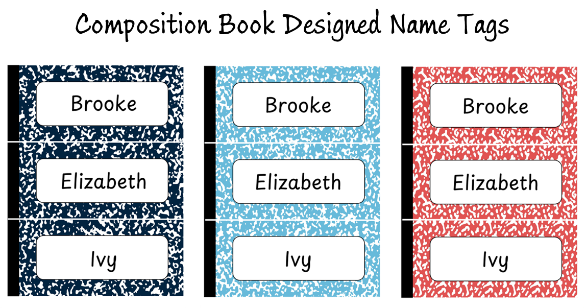 Composition Name Tag Desk Plate - Student Desk Plate - Printable Desk Name Tag - Editable Name Plate - Composition Notebook Classroom Decor