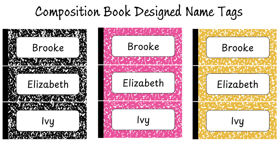 Composition Name Tag Desk Plate - Student Desk Plate - Printable Desk Name Tag - Editable Name Plate - Composition Notebook Classroom Decor