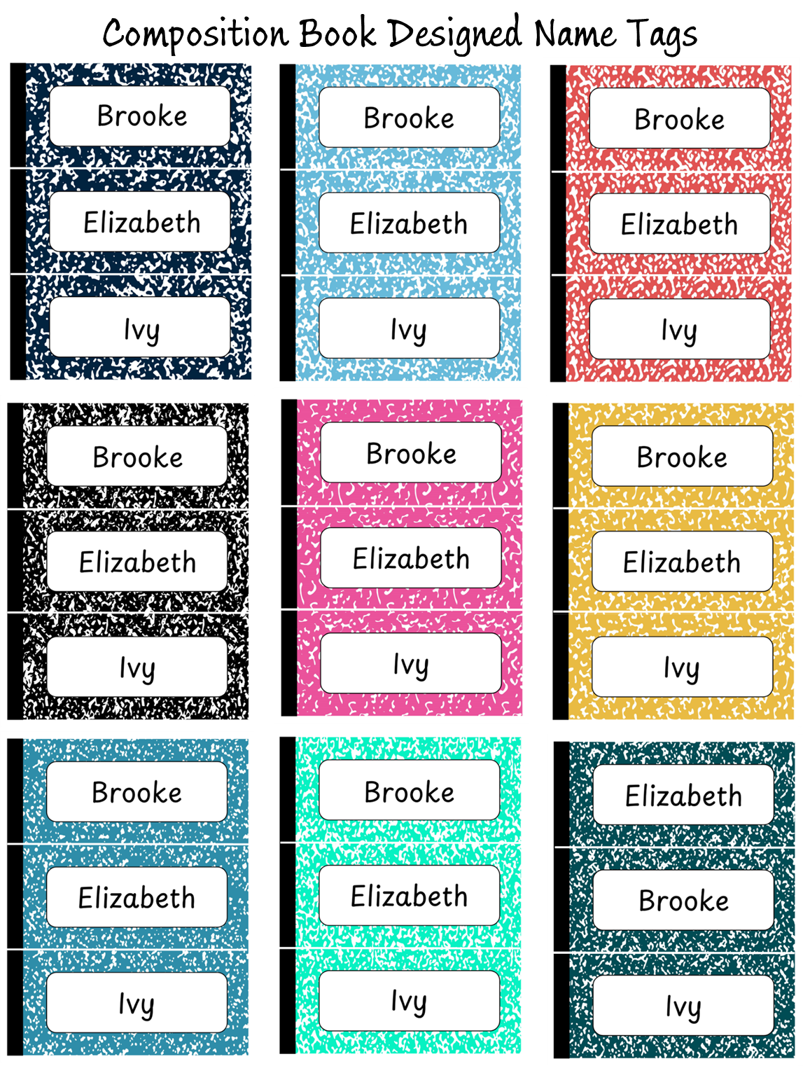 Composition Name Tag Desk Plate - Student Desk Plate - Printable Desk Name Tag - Editable Name Plate - Composition Notebook Classroom Decor