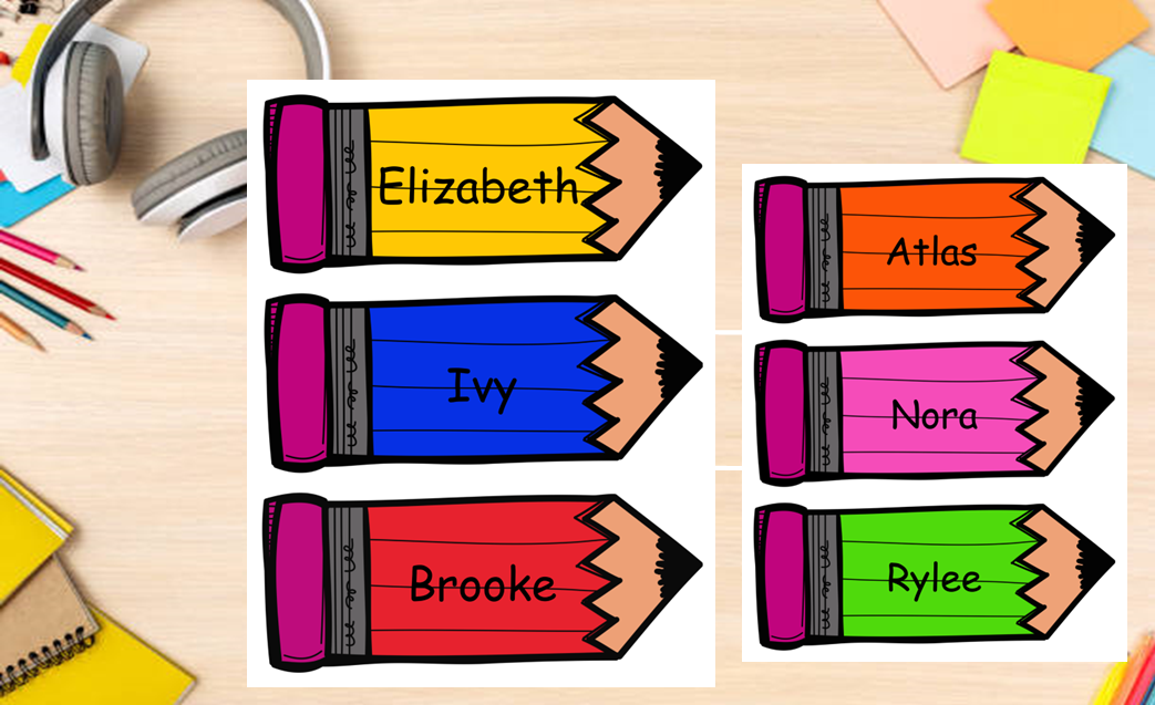 Pencil Name Tags - Pencil Desk Plate - Student Desk Plates - Printable Classroom Name Tags - Editable Name Plates - Pencil Classroom Decor