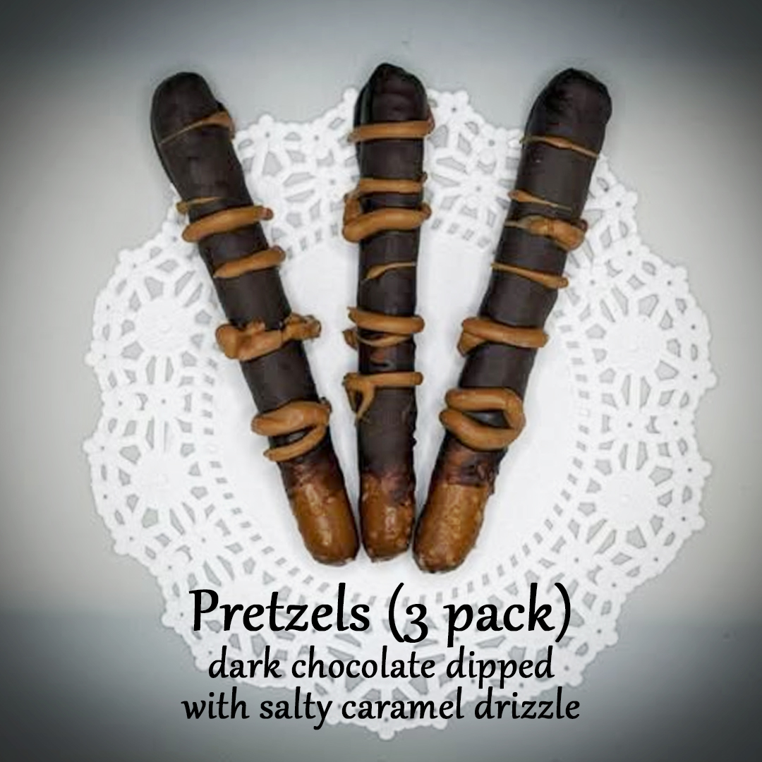 Pretzels (3 pack) dark chocolate & salty caramel drizzle
