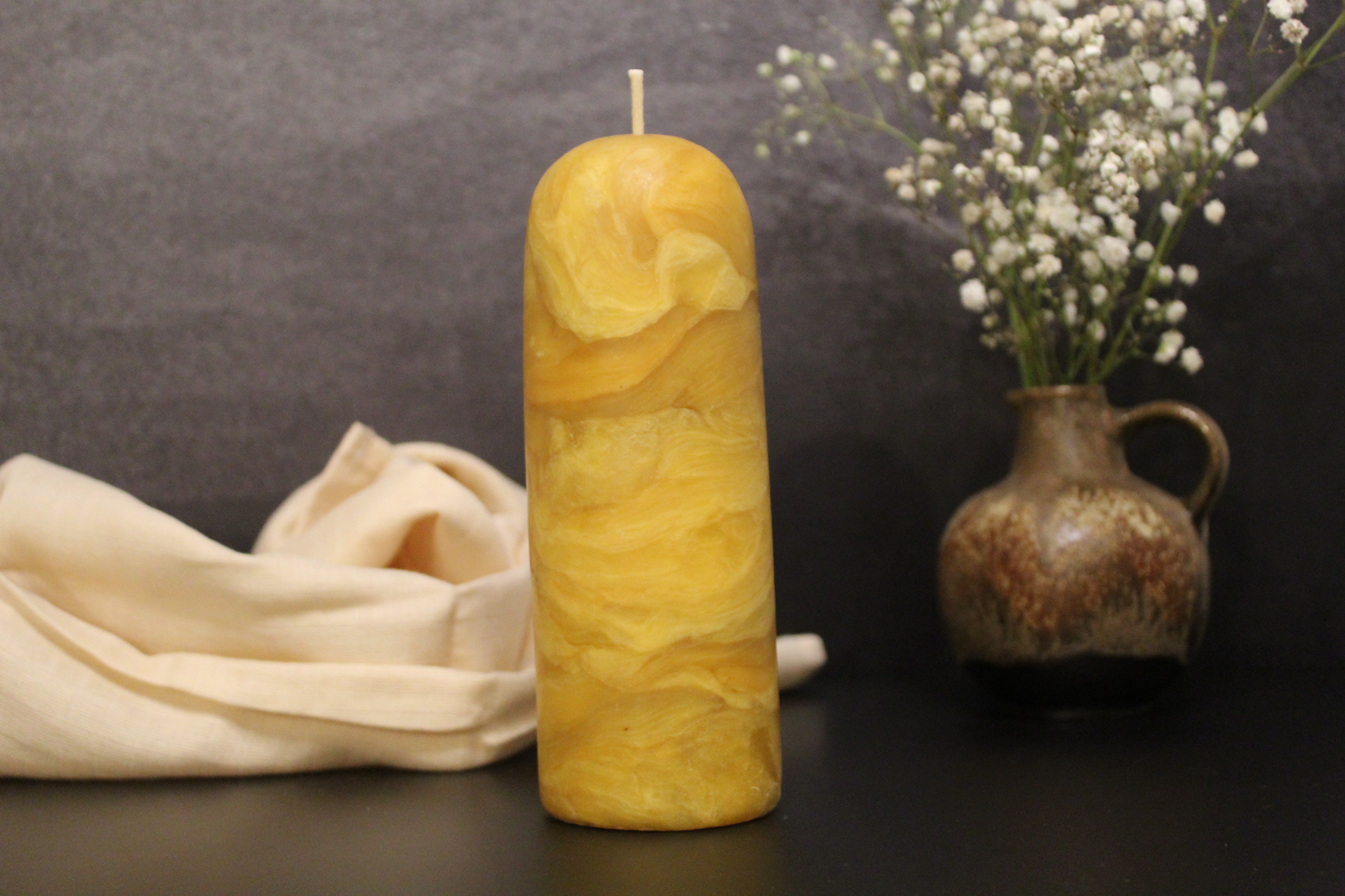 Marmorierte Bienenwachskerzen -Handgeknetet- Verschiedene Größen