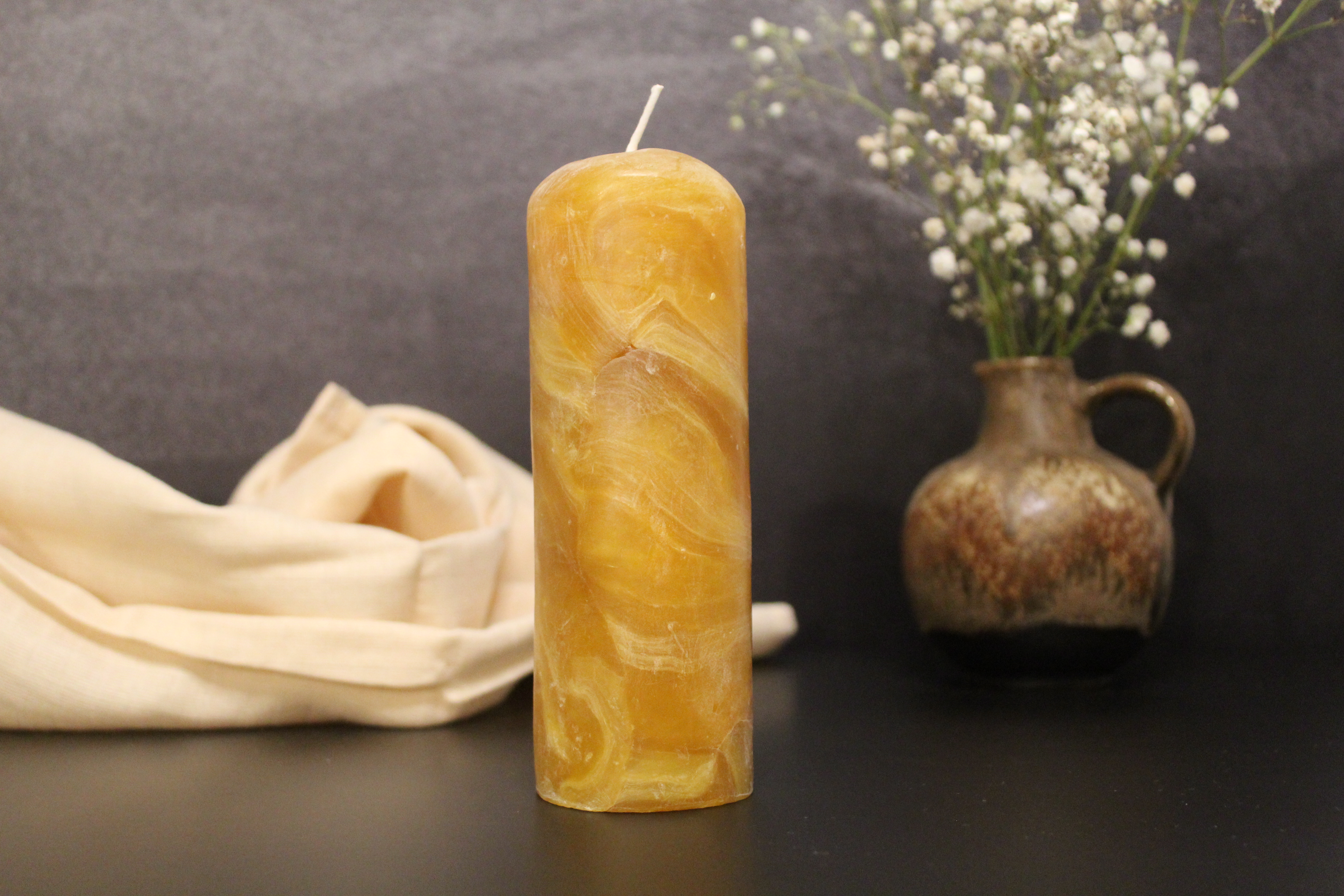 Marmorierte Bienenwachskerzen -Handgeknetet- Verschiedene Größen