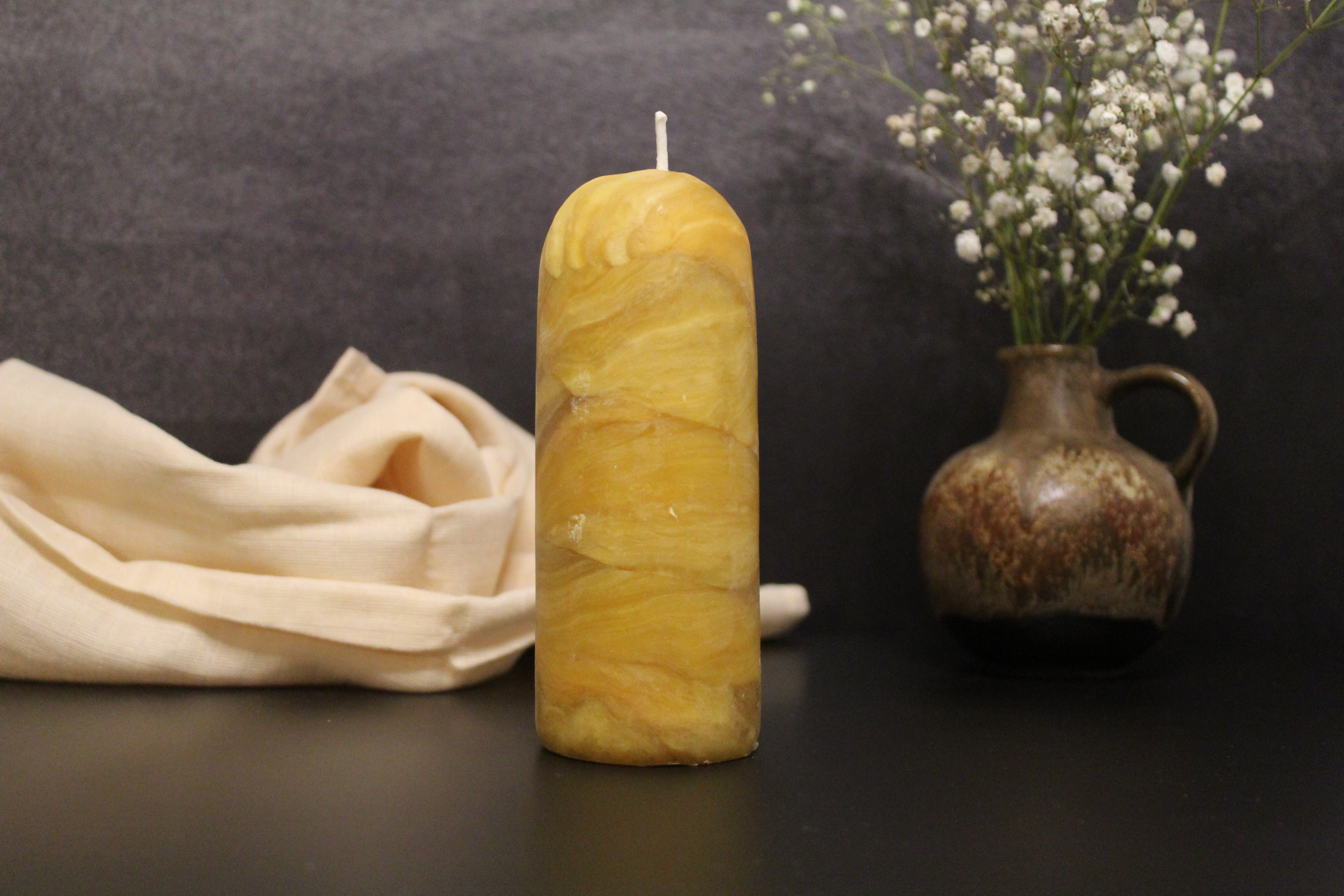 Marmorierte Bienenwachskerzen -Handgeknetet- Verschiedene Größen