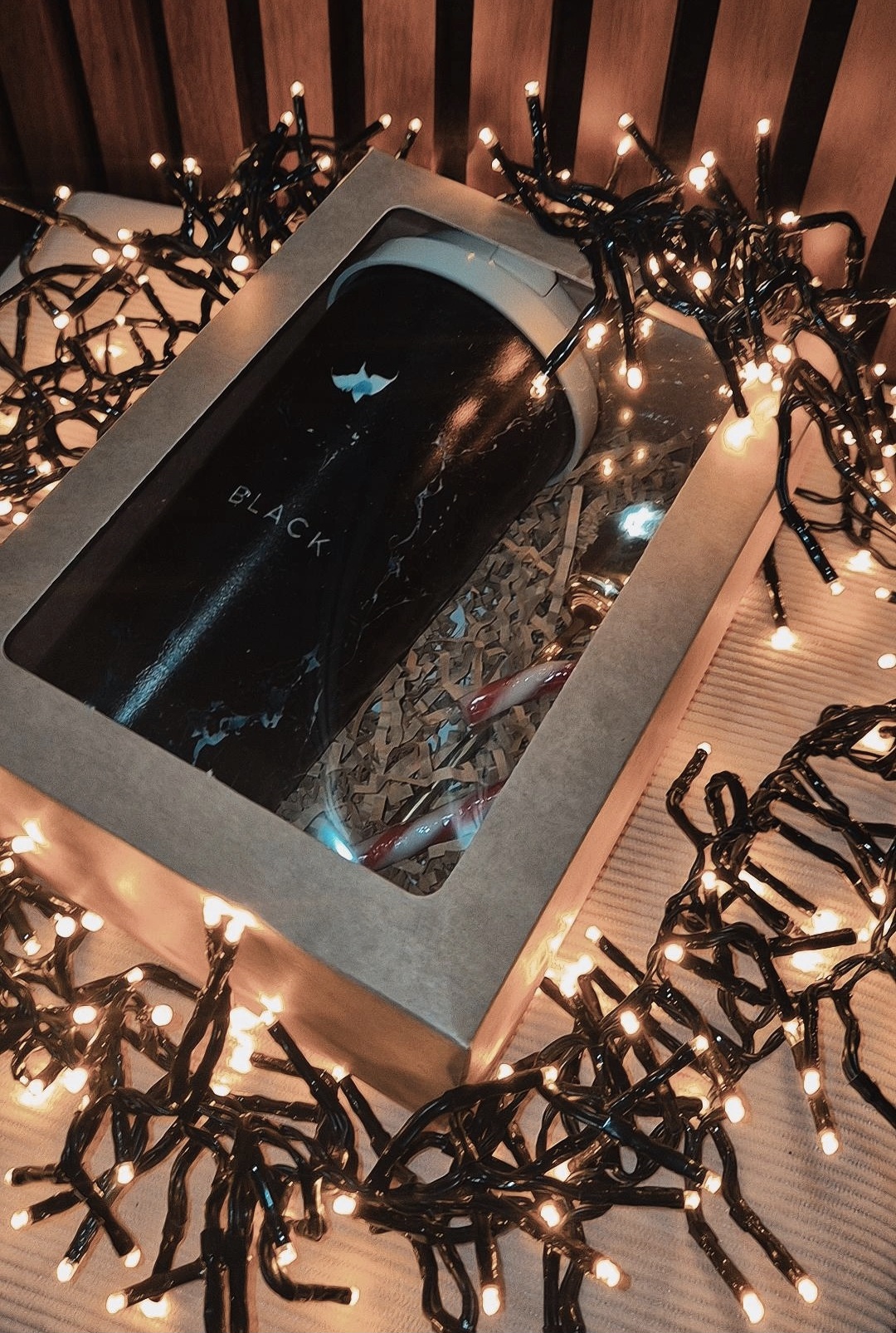 Juodas termo puodelio rinkinys