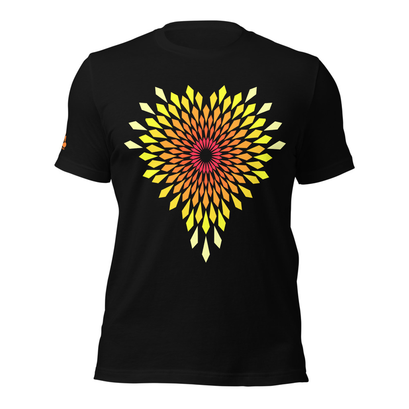Fiery Heart Mandala Geometric Design T-shirt