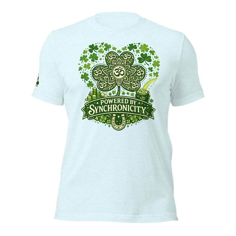 Powered by Synchronicity Mystical St. Patrick's Day Clover Shamrock Unisex t-shirt