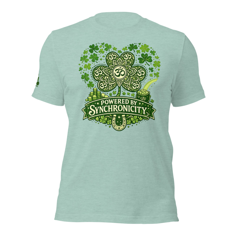 Powered by Synchronicity Mystical St. Patrick's Day Clover Shamrock Unisex t-shirt