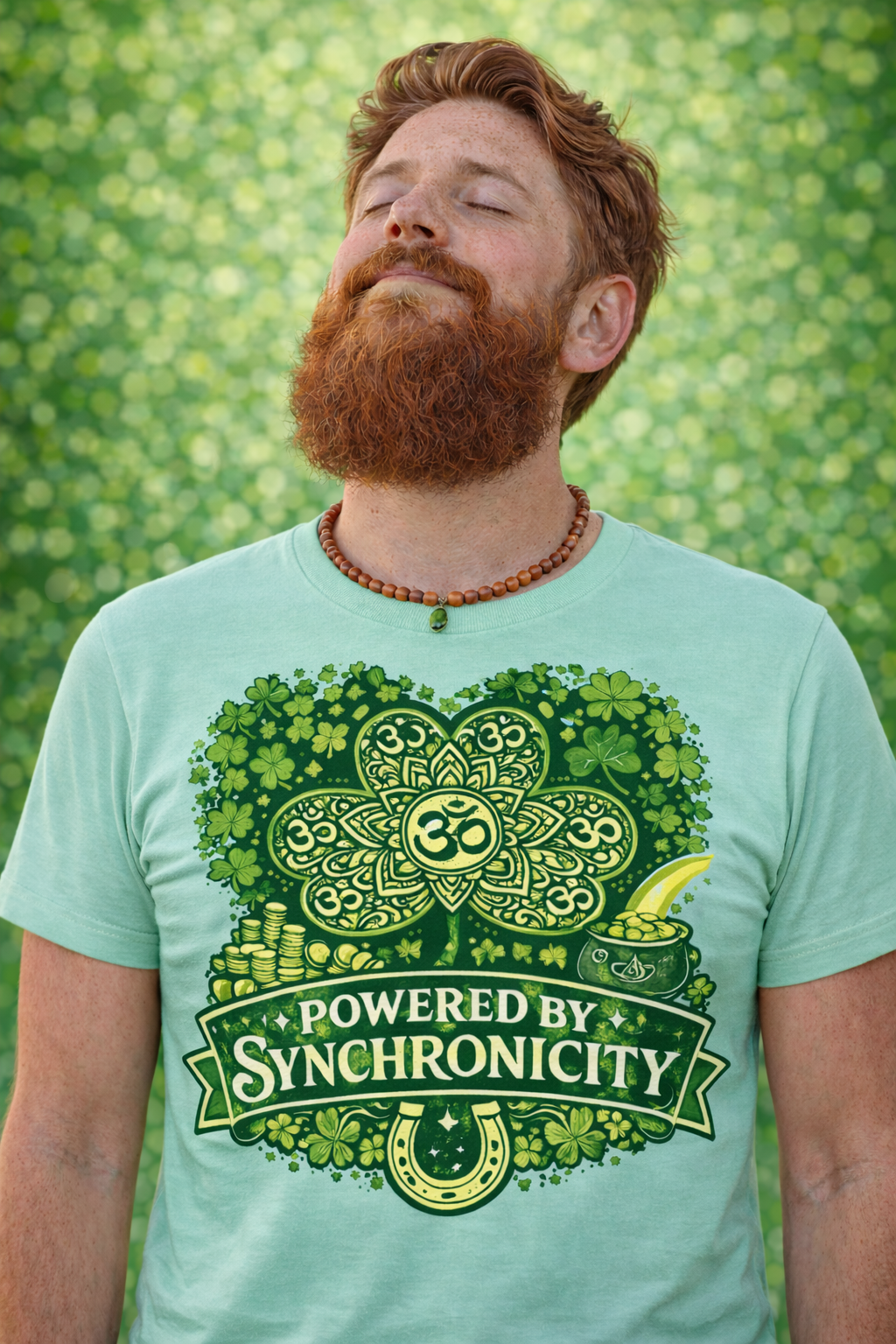 Powered by Synchronicity Mystical St. Patrick's Day Clover Shamrock Unisex t-shirt