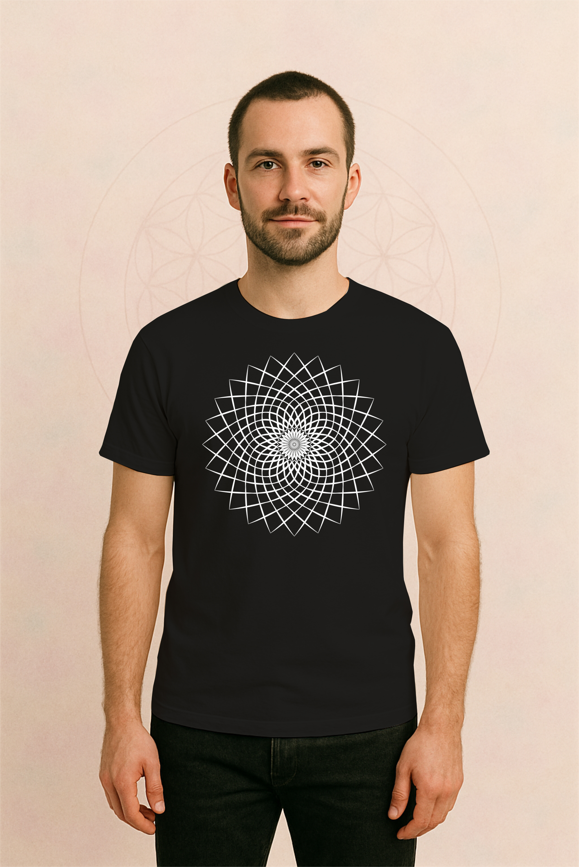 Silver Mandala Geometric Pattern Unisex T-Shirt