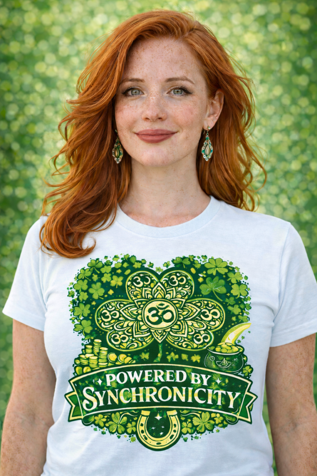 Powered by Synchronicity Mystical St. Patrick's Day Clover Shamrock Unisex t-shirt