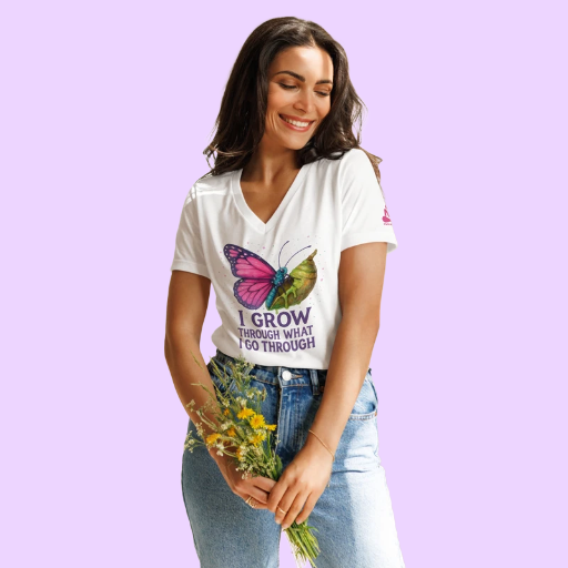 I grow through what I go through Inspirational Butterfly Graphic T-Shirt
