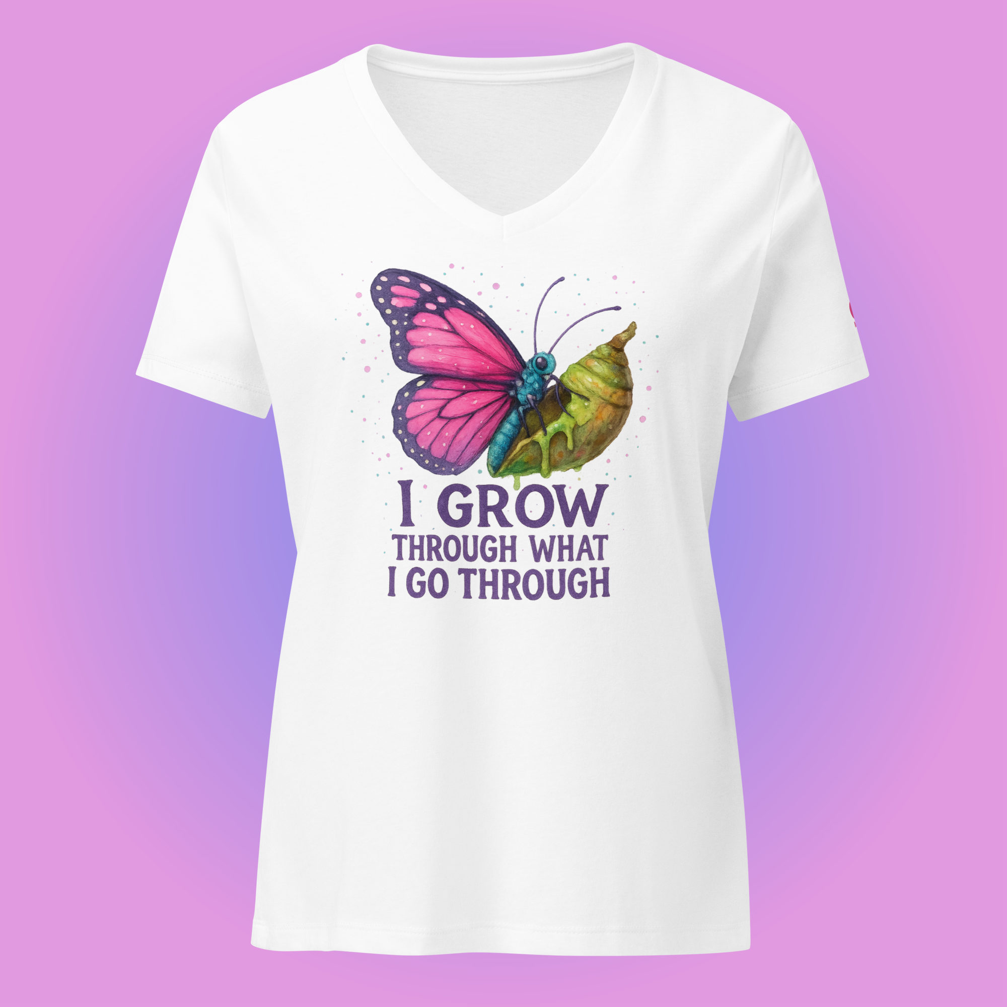 I grow through what I go through Inspirational Butterfly Graphic T-Shirt