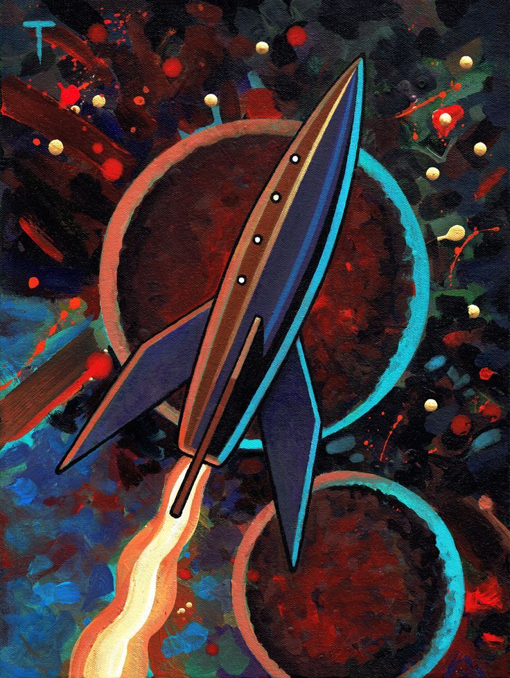 Abstract Space Rocket Print