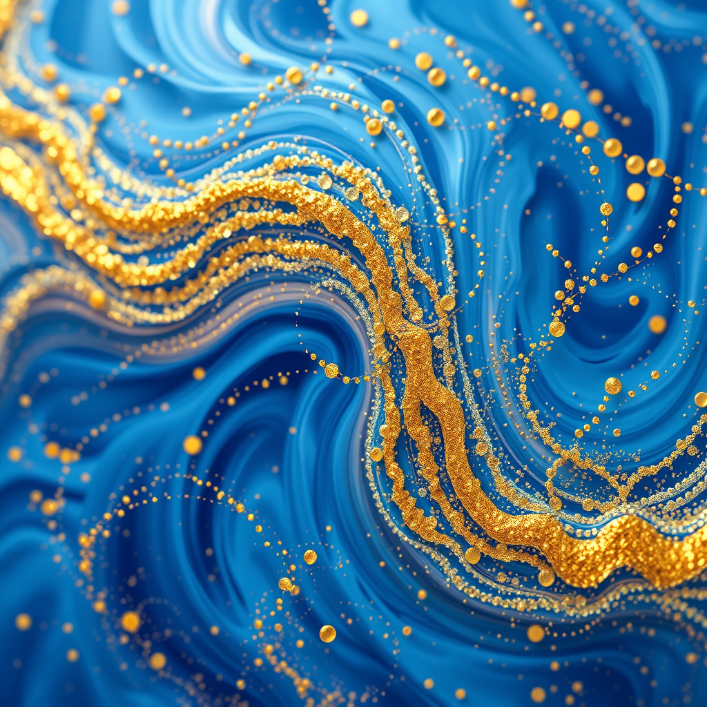Abstract Gold and Blue Wall Art
