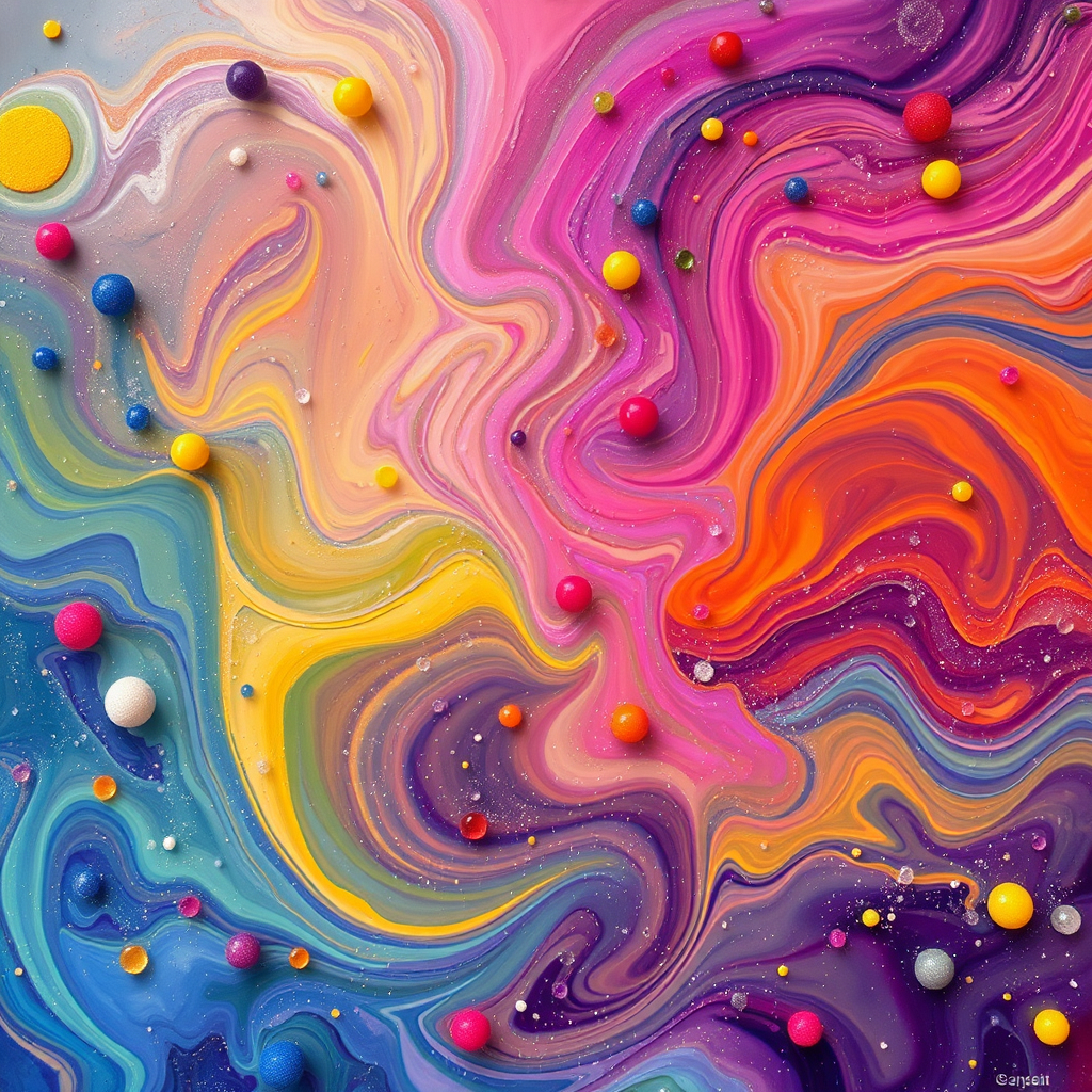 Abstract Colorful Marbled Art