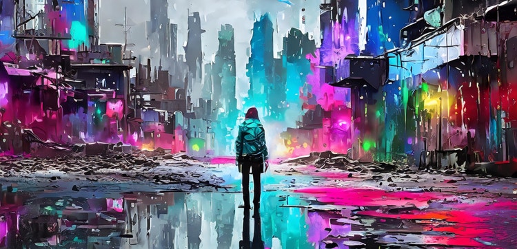 Cyberpunk Cityscape Art Print