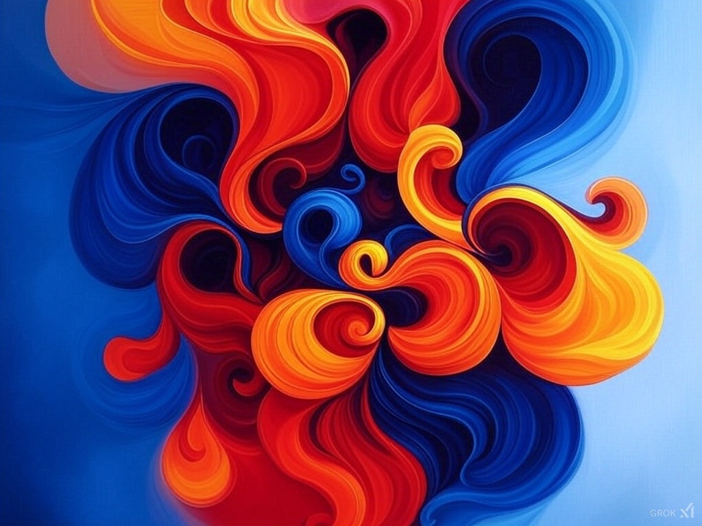 Abstract Colorful Swirl Painting