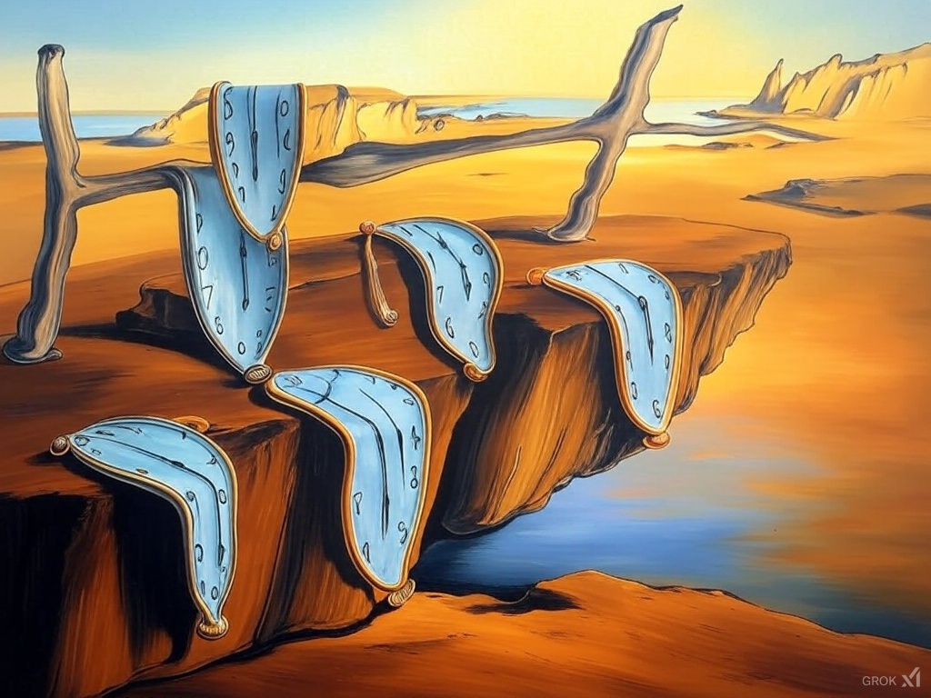 Surreal Melting Clocks Painting