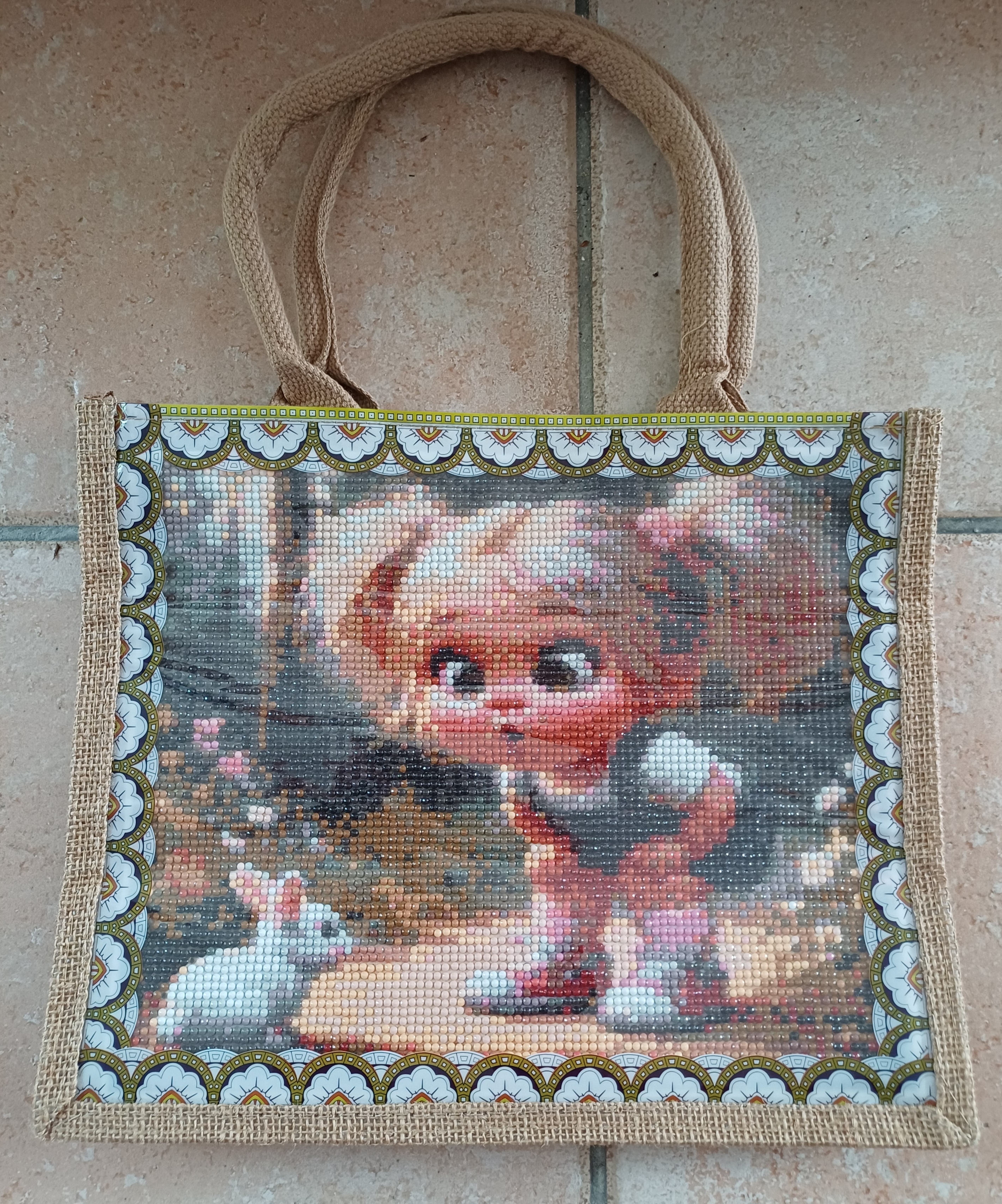 Sac en lin avec insertion de  diamant painting 