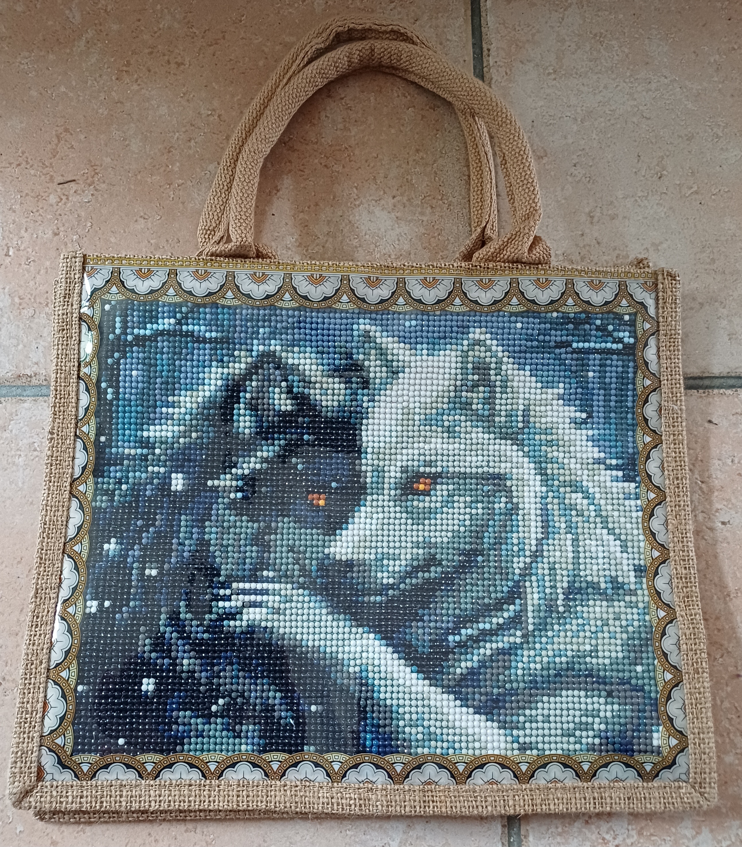 Sac en lin avec insertion de  diamant painting 