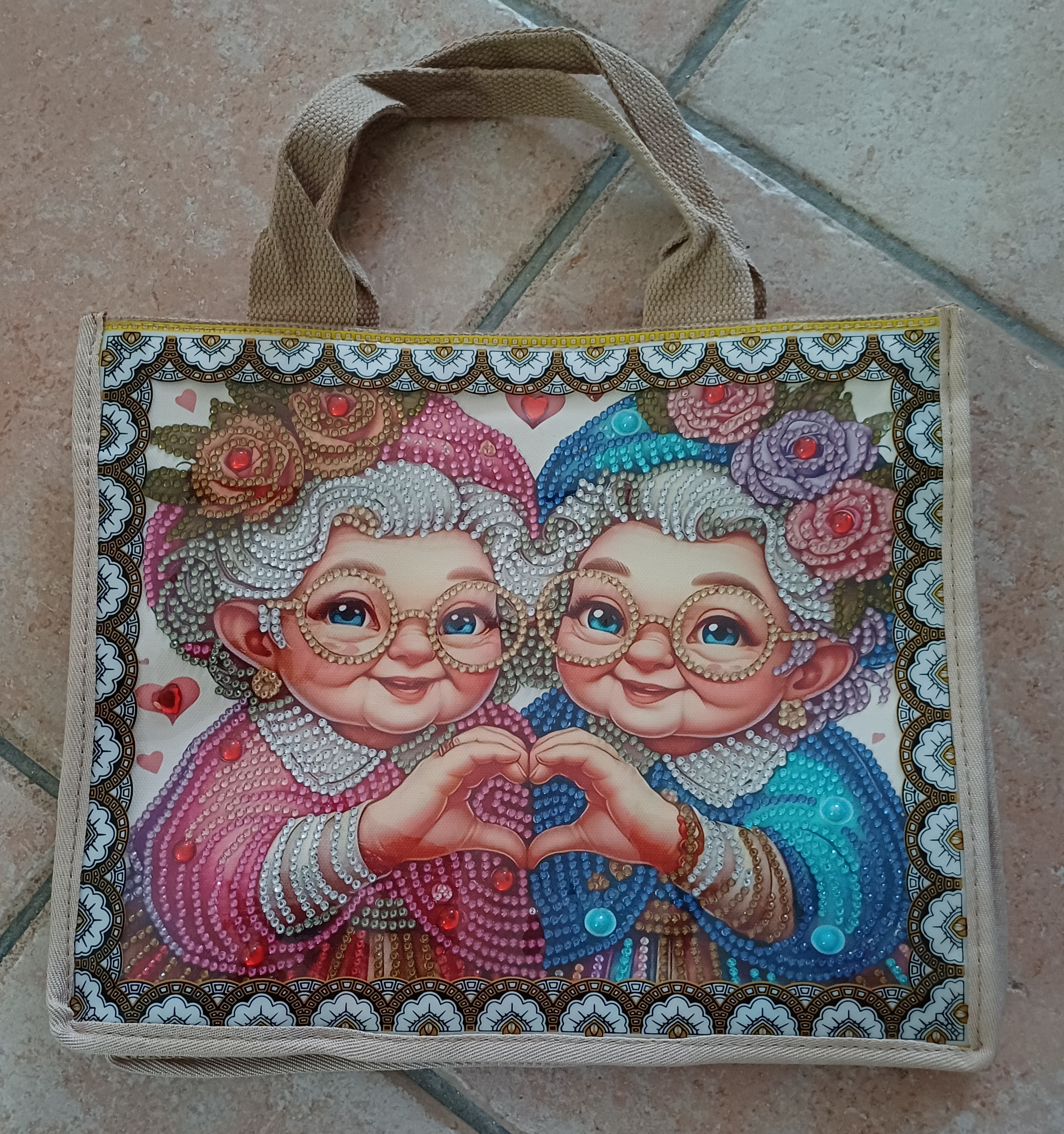 Sac en lin avec insertion de  diamant painting 