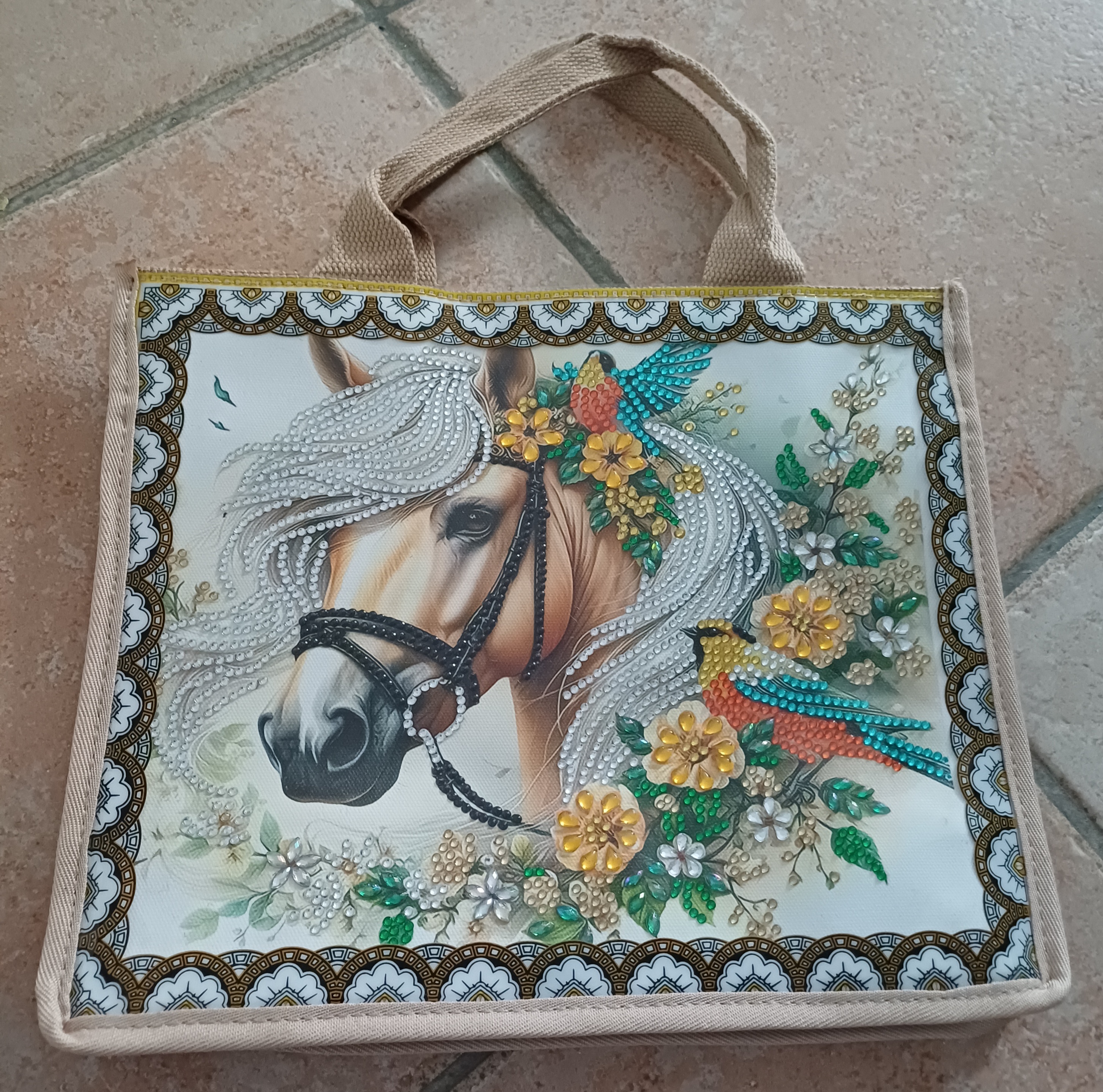 Sac en lin avec insertion de  diamant painting 