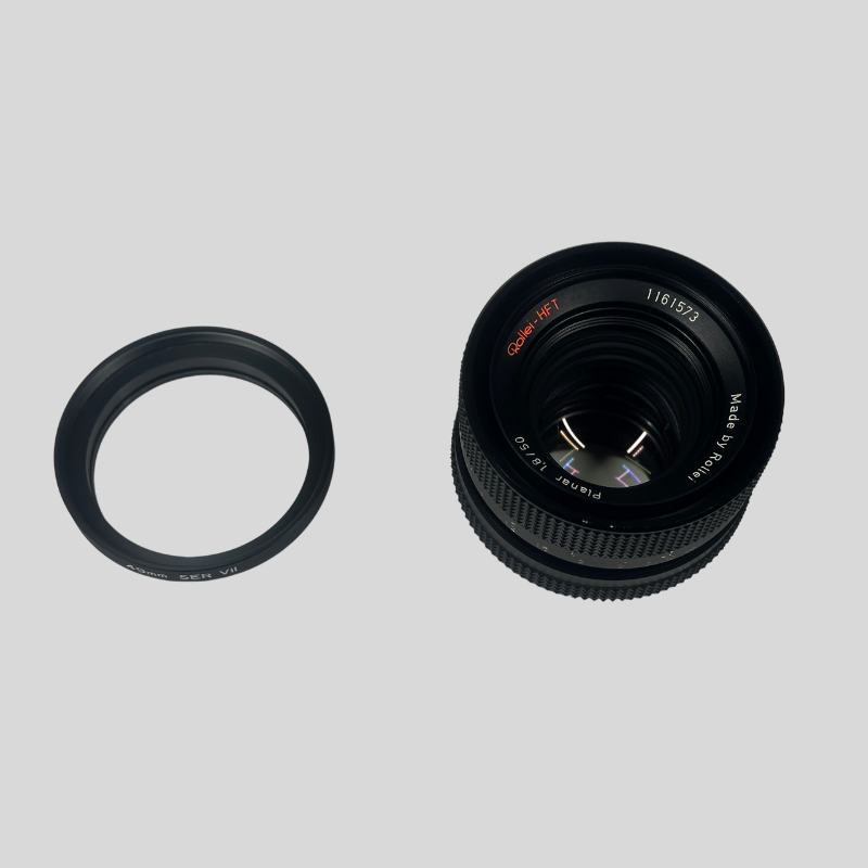 Rollei HFT-Planar 1,8/50 mm lens, serial-nr.: 1161573 with proxar 4x lens, series VII - M49