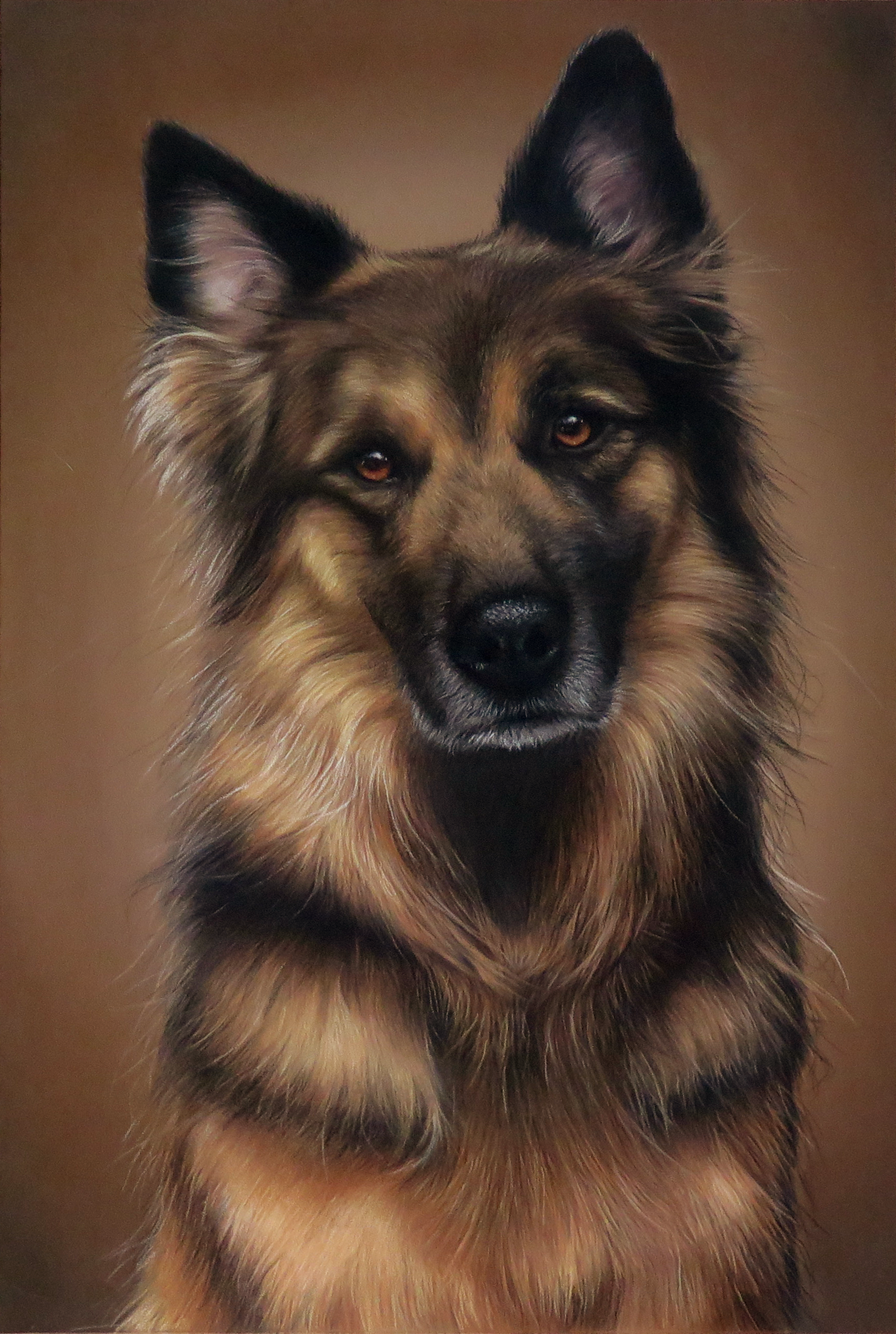 Pintura de perro pastor alemán