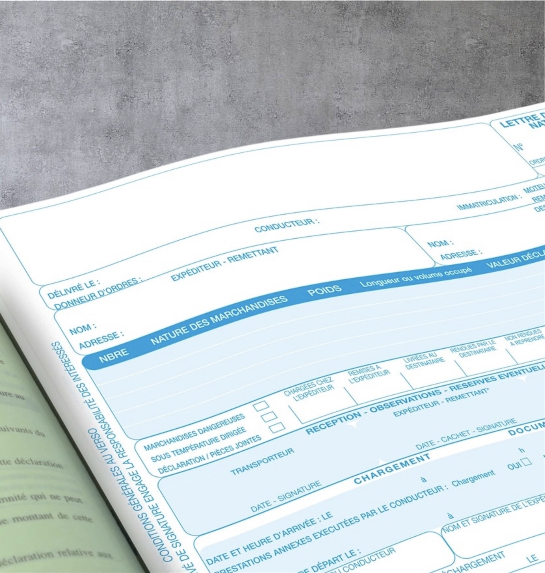 CMR Carnet de lettres de voiture transport national 25 pages