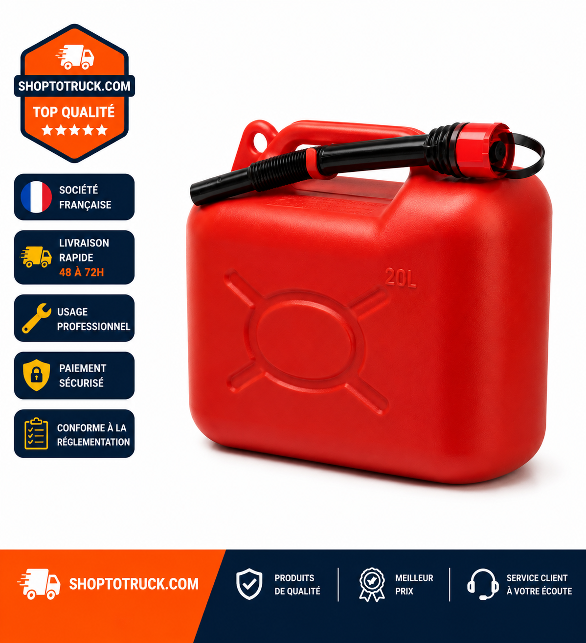 Jerrican Essence 20L avec Bec Verseur – Homologué Transport de Carburant , Bidon