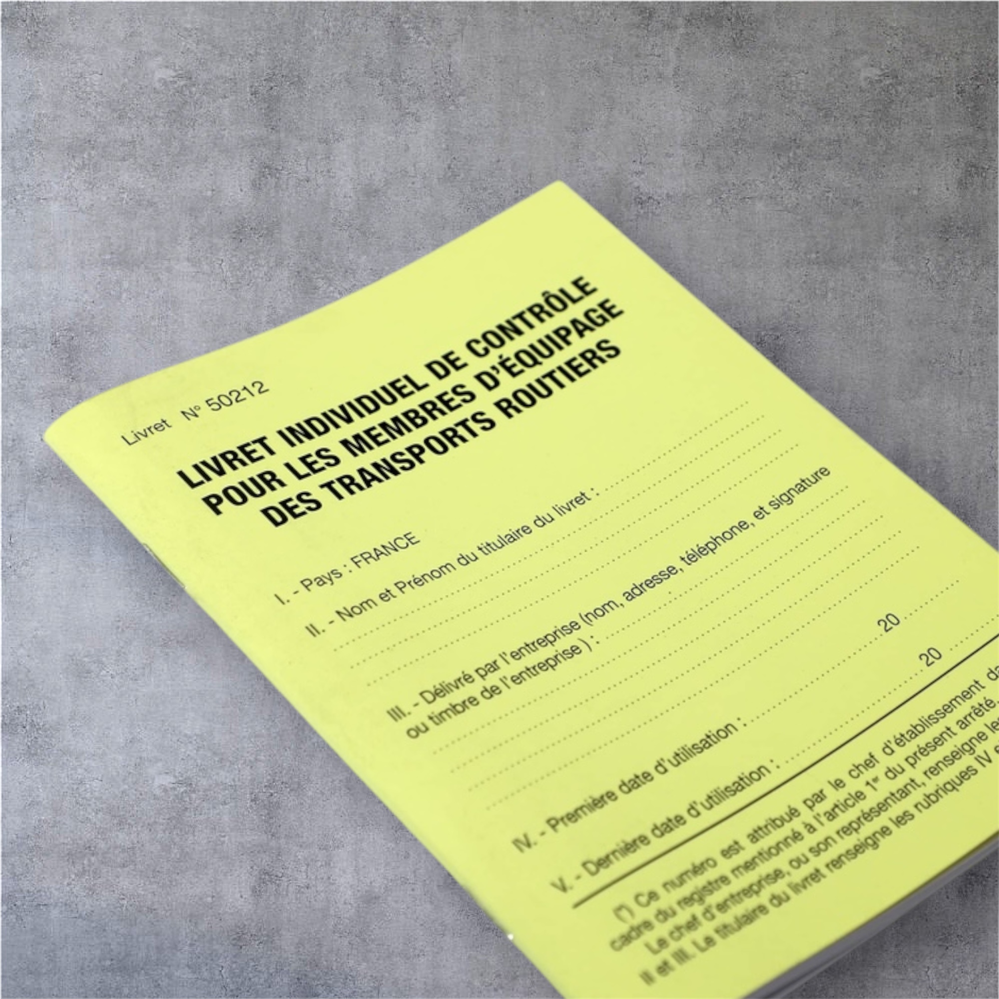 Livret Individuel de Contrôle Jaune (LIC Jaune)